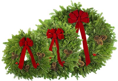 Three Rivers Local Pickup Traditional Wreaths in Multiple Sizes